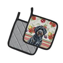 Load image into Gallery viewer, Black Portuguese Water Dog Vegetables Pair of Pot Holders