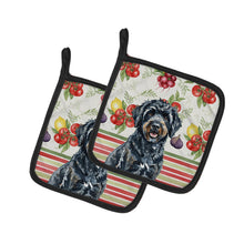 Load image into Gallery viewer, Black Portuguese Water Dog Vegetables Pair of Pot Holders
