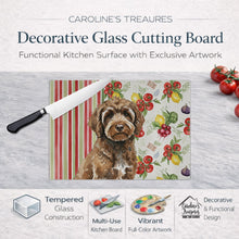 Load image into Gallery viewer, Brown Portuguese Water Dog Vegetables Glass Cutting Board