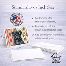 Load image into Gallery viewer, Black Pug Vegetables Greeting Cards Pack of 8