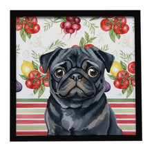 Load image into Gallery viewer, Black Pug Vegetables Framed Metal Print