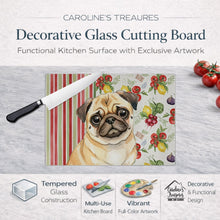 Load image into Gallery viewer, Fawn Pug Vegetables Glass Cutting Board