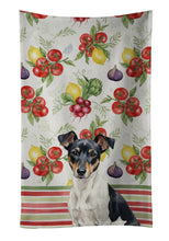Load image into Gallery viewer, Black and White Rat Terrier Vegetables Kitchen Towel