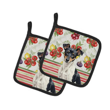 Load image into Gallery viewer, Black and White Rat Terrier Vegetables Pair of Pot Holders