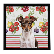 Load image into Gallery viewer, Chocolate and White Rat Terrier Vegetables Framed Metal Print