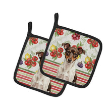 Load image into Gallery viewer, Chocolate and White Rat Terrier Vegetables Pair of Pot Holders