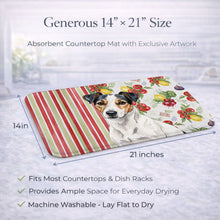 Load image into Gallery viewer, White with Black Markings Russell Terrier Vegetables Dish Drying Mat