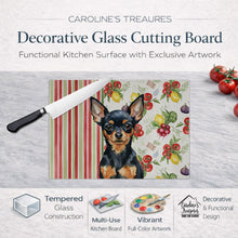 Load image into Gallery viewer, Black and Tan Russian Toy Vegetables Glass Cutting Board