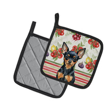 Load image into Gallery viewer, Black and Tan Russian Toy Vegetables Pair of Pot Holders