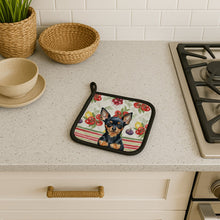 Load image into Gallery viewer, Black and Tan Russian Toy Vegetables Pair of Pot Holders