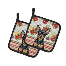 Load image into Gallery viewer, Black and Tan Russian Toy Vegetables Pair of Pot Holders