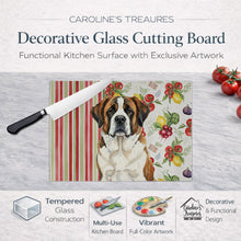 Load image into Gallery viewer, Brindle and White Saint Bernard Vegetables Glass Cutting Board