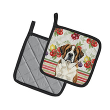 Load image into Gallery viewer, Brindle and White Saint Bernard Vegetables Pair of Pot Holders