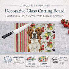 Load image into Gallery viewer, Brown and White Saint Bernard Vegetables Glass Cutting Board