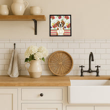 Load image into Gallery viewer, Brown and White Saint Bernard Vegetables Framed Metal Print