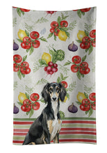 Load image into Gallery viewer, Black and Tan Saluki Vegetables Kitchen Towel