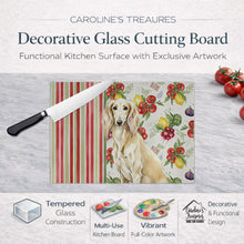 Load image into Gallery viewer, Cream Saluki Vegetables Glass Cutting Board