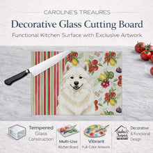 Load image into Gallery viewer, Cream Samoyed Vegetables Glass Cutting Board