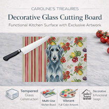 Load image into Gallery viewer, Blue-Gray Scottish Deerhound Vegetables Glass Cutting Board