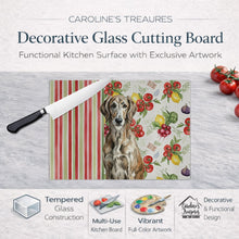 Load image into Gallery viewer, Brindle Scottish Deerhound Vegetables Glass Cutting Board