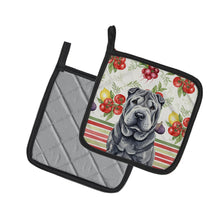 Load image into Gallery viewer, Black Shar Pei Vegetables Pair of Pot Holders