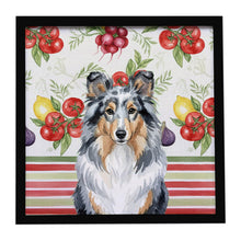 Load image into Gallery viewer, Blue Merle Sheltie Vegetables Framed Metal Print