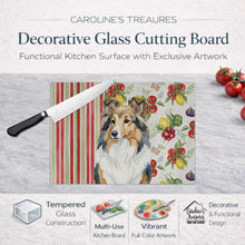 Load image into Gallery viewer, Sable Sheltie Vegetables Glass Cutting Board