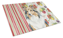 Load image into Gallery viewer, Sable Sheltie Vegetables Glass Cutting Board