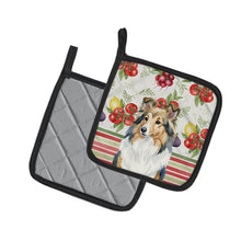 Load image into Gallery viewer, Sable Sheltie Vegetables Pair of Pot Holders