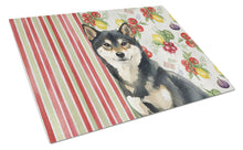 Load image into Gallery viewer, Black and Tan Shiba Inu Vegetables Glass Cutting Board