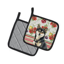 Load image into Gallery viewer, Black and Tan Shiba Inu Vegetables Pair of Pot Holders