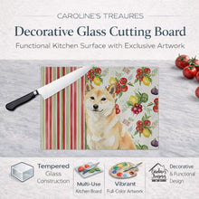 Load image into Gallery viewer, Cream Shiba Inu Vegetables Glass Cutting Board