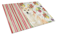 Load image into Gallery viewer, Cream Shiba Inu Vegetables Glass Cutting Board