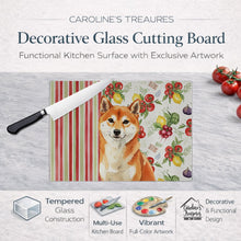 Load image into Gallery viewer, Red Shiba Inu Vegetables Glass Cutting Board