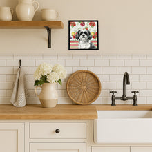 Load image into Gallery viewer, Black and White Shih Tzu Vegetables Framed Metal Print