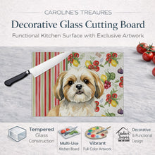 Load image into Gallery viewer, Gold and White Shih Tzu Vegetables Glass Cutting Board