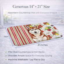 Load image into Gallery viewer, Red and White Siberian Husky Vegetables Dish Drying Mat