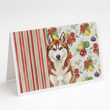 Load image into Gallery viewer, Red and White Siberian Husky Vegetables Greeting Cards Pack of 8