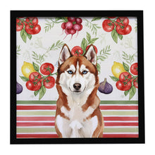 Load image into Gallery viewer, Red and White Siberian Husky Vegetables Framed Metal Print