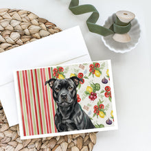 Load image into Gallery viewer, Black Staffordshire Bull Terrier Vegetables Greeting Cards Pack of 8