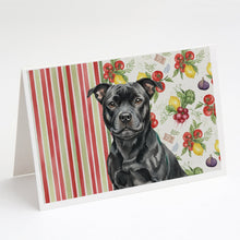 Load image into Gallery viewer, Black Staffordshire Bull Terrier Vegetables Greeting Cards Pack of 8