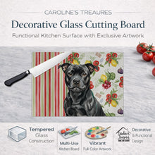 Load image into Gallery viewer, Black Staffordshire Bull Terrier Vegetables Glass Cutting Board