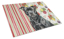 Load image into Gallery viewer, Black Staffordshire Bull Terrier Vegetables Glass Cutting Board