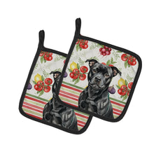 Load image into Gallery viewer, Black Staffordshire Bull Terrier Vegetables Pair of Pot Holders