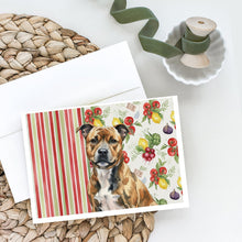 Load image into Gallery viewer, Brindle Staffordshire Bull Terrier Vegetables Greeting Cards Pack of 8