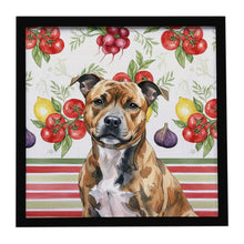 Load image into Gallery viewer, Brindle Staffordshire Bull Terrier Vegetables Framed Metal Print