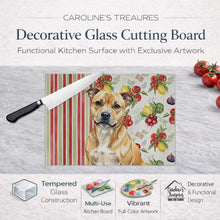 Load image into Gallery viewer, Fawn Staffordshire Bull Terrier Vegetables Glass Cutting Board
