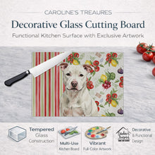 Load image into Gallery viewer, White Staffordshire Bull Terrier Vegetables Glass Cutting Board