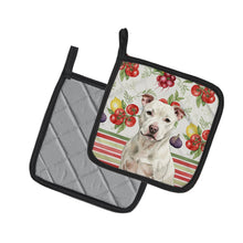 Load image into Gallery viewer, White Staffordshire Bull Terrier Vegetables Pair of Pot Holders