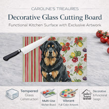 Load image into Gallery viewer, Black and Tan Tibetan Mastiff Vegetables Glass Cutting Board